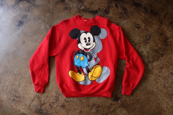 Vintage Mickey Mouse Sweatshirt / Red Mickey Swea… - image 1