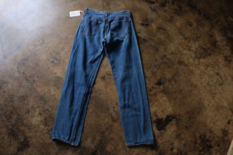 Levis 501 Jeans, 90's Dark Wash DENIM , Levis Red Stitch Denim 31 x 34 image 6