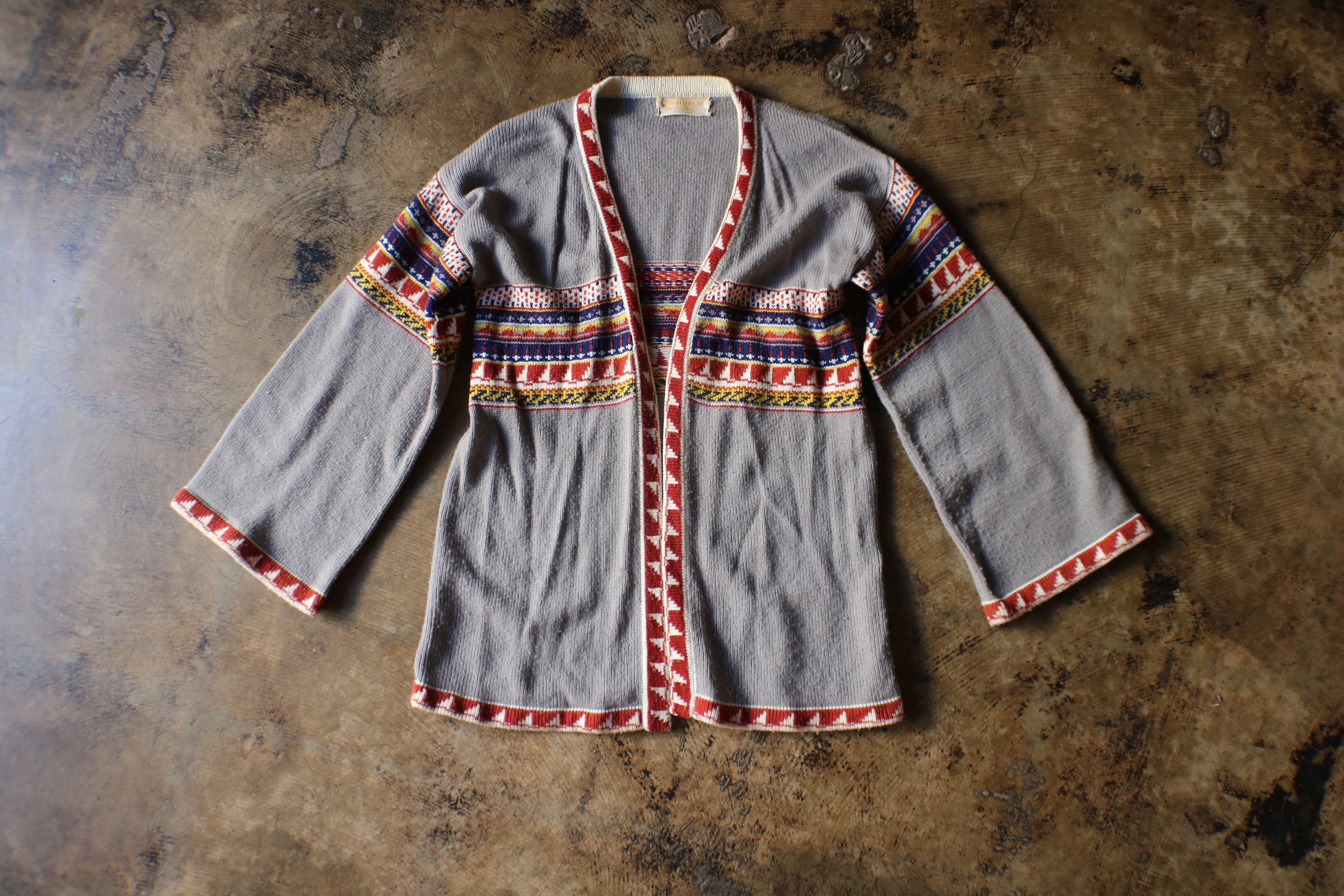 Vintage 70s Cardigan Women's Medium Cream Acrylic Cable Knit
