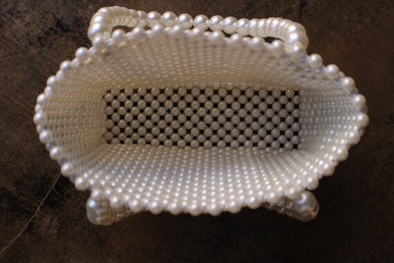 90's Bead Purse / Faux Pearl Short Handle Handbag… - image 5