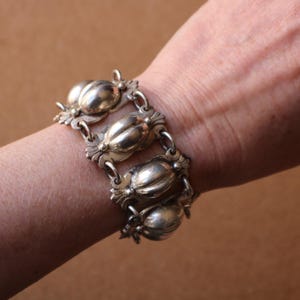 1940's -1950's Bracelet / Wide Silver Link Bracelet / Vintage Mexican Sterling Jewelry