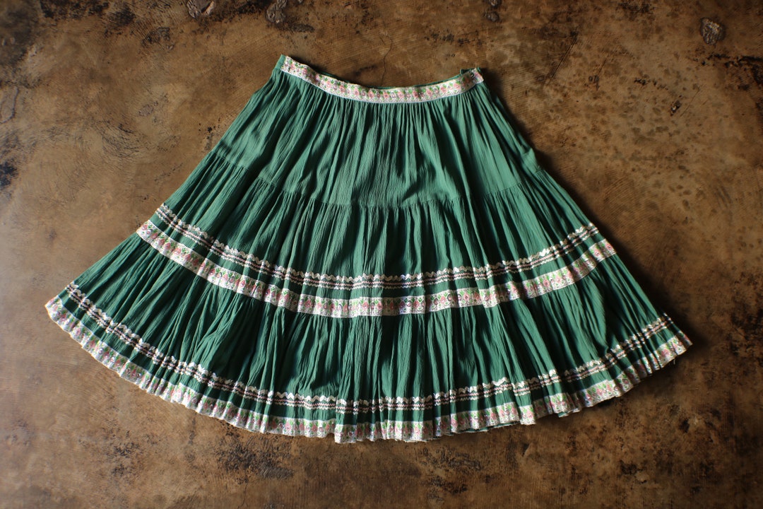 Vintage Large Patio Skirt / Vintage Mint Green Circle Skirt / Etsy