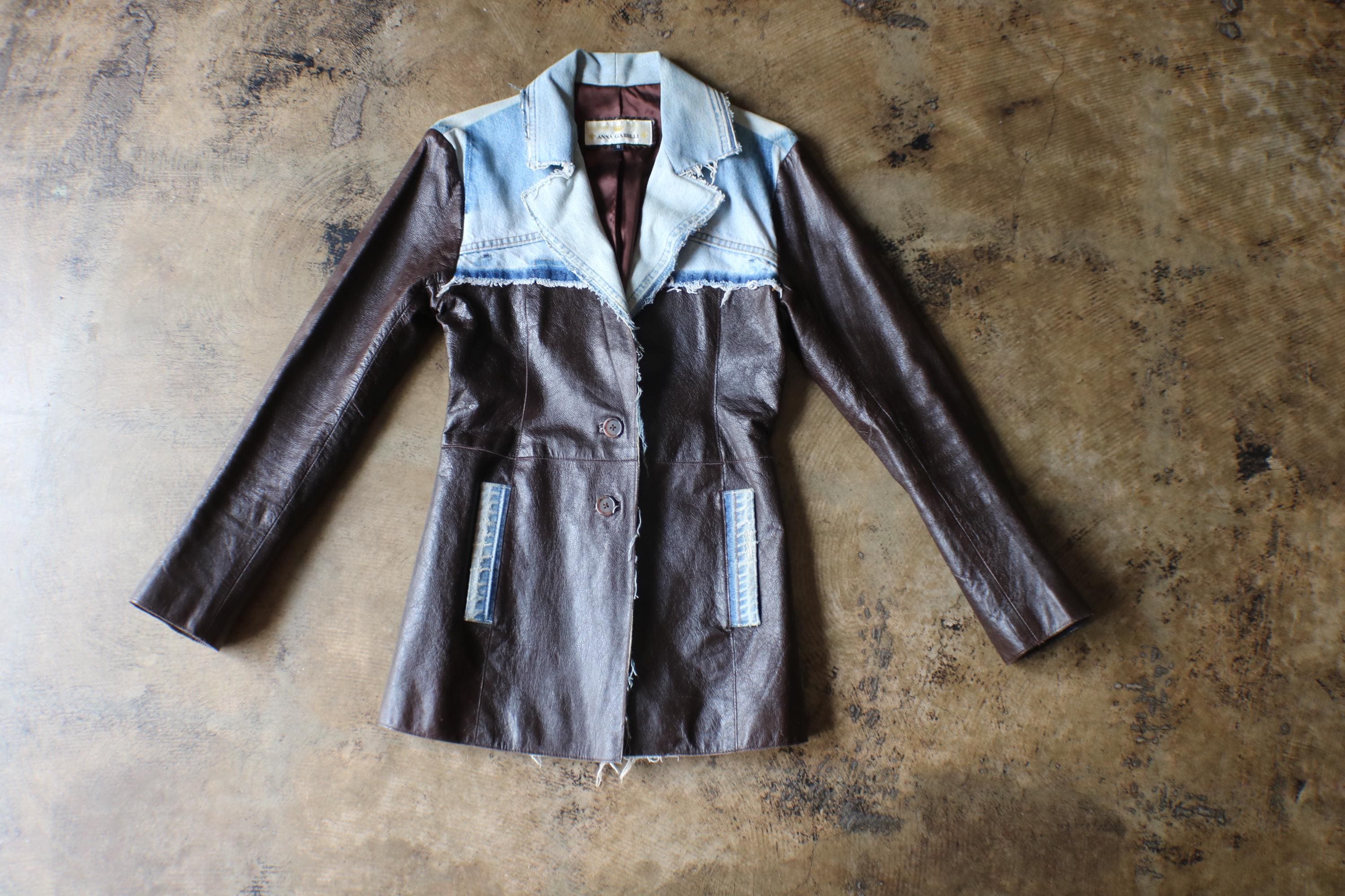 Y2k Leather Jacket - Etsy