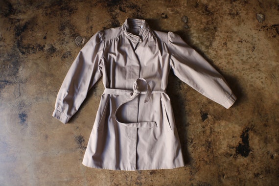 Vintage Grey Trench Coat / Light Weight Micro Ple… - image 2