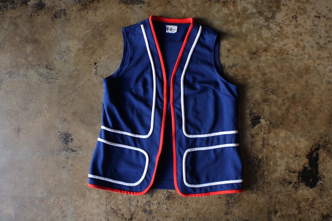 Vintage White & Red Striped Vest - M