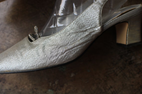8 1/2 Silver Rhinestone Heels / Vintage Metallic … - image 4