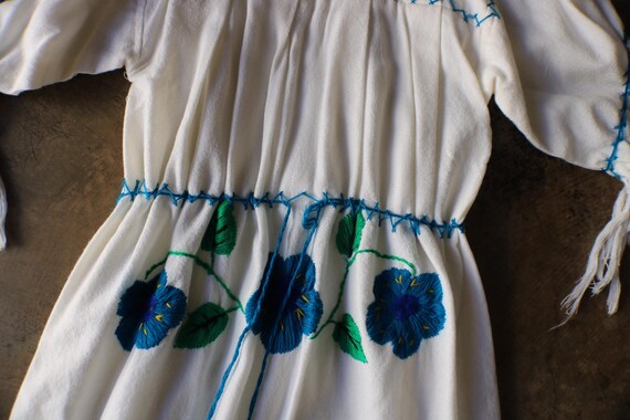 Embroidered Cotton DRESS / Vintage Bohemian Fring… - image 4