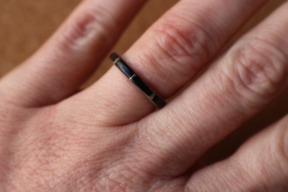 Black Eternity Band/ Sterling Stacking RING /  Vi… - image 9
