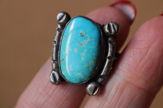 Turquoise RING / Navajo Style Ring / Early Southw… - image 3