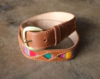 Southwestern pink/blue  woven cloth tribal belt/vintage western belt Southwestern Pink/blue Woven Cloth Tribal Belt/vintage  main image 2