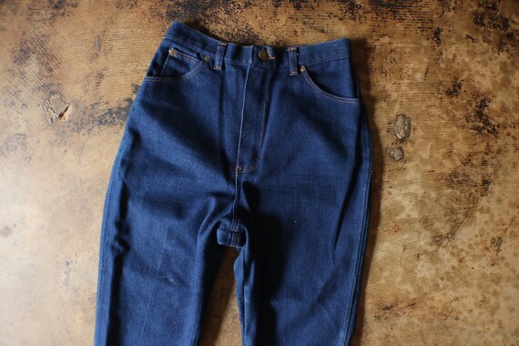 Vintage 70's High Waist Jeans , Dark Wash Wrangle… - image 2