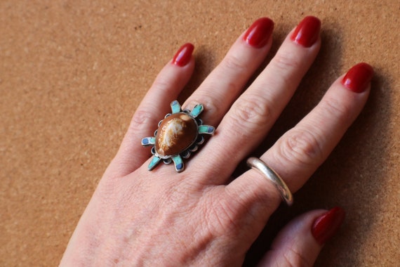 Tortoise Ring , Vintage Turquoise Shell Ring , So… - image 7