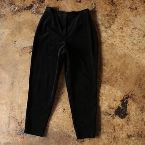 Black Velvet Pants / High Waist Trousers / Women's 90's Medium Pants