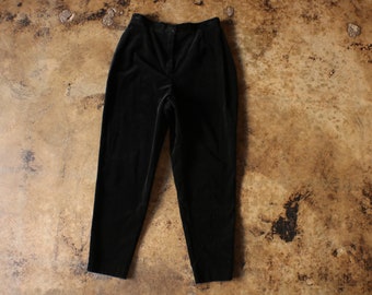 Black Velvet Pants / High Waist Trousers / Women's 90's Medium Pants