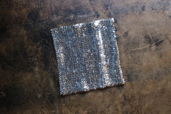 Sequined Tube Top / Vintage Silver Sequin Top / 80