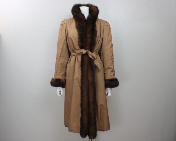 Vintage Fur Trench Coat / Reversible Long Fur Coat