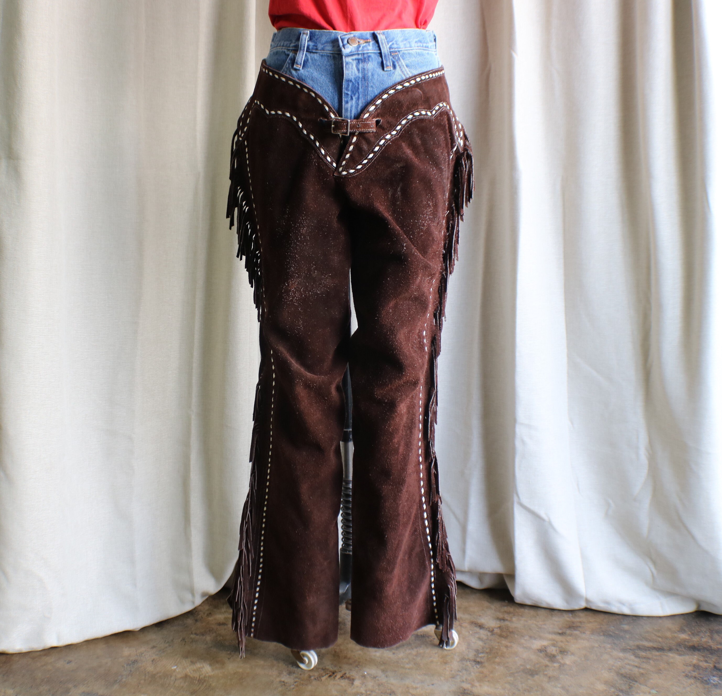 Fringed Leather Chaps / Vintage Western Women