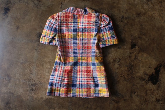 70's Plaid Jacket / Vintage Colorful Short Sleeve… - image 5