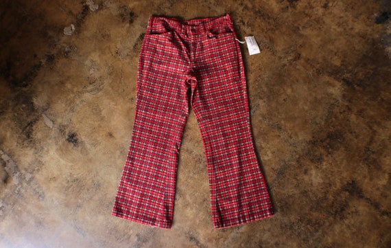 70s Pink Plaid Bell Bottom Pants 29.5x31.5 / Vintage 1970s Pink Orange N  Yellow Plaid Cotton Bellbottom Pants -  Canada
