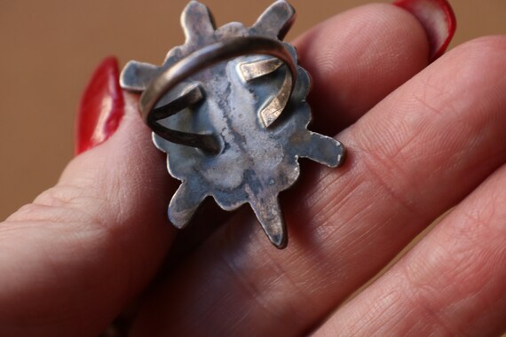 Tortoise Ring , Vintage Turquoise Shell Ring , So… - image 4