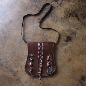 BOLSO DE MANO BANDOLERA DE CUERO MARRÓN, BOLSO BOHO VINTAGE, Cartera de piel de cocodrilo en relieve