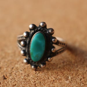 Fred Harvey Turquoise RING , Sterling Silver Size 5 Ring