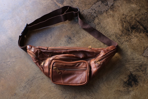 Patchwork Leather Sling Bag / Vintage 90's Waist … - image 1