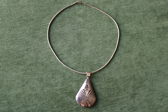 Vintage Hopi Pendant , Southwest Sterling Reversible Necklace