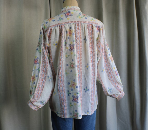70's Bohemian Top /  Cotton Full Sleeve Shirt / W… - image 10