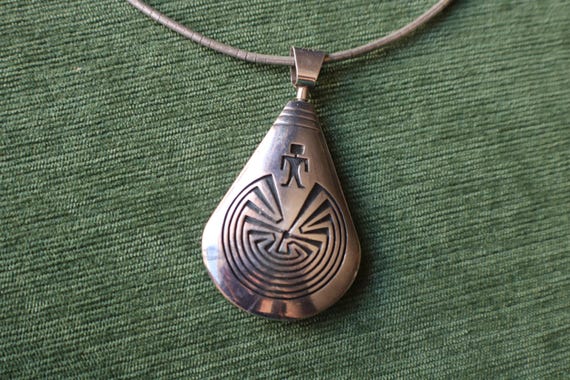 Vintage Hopi Pendant , Southwest Sterling Reversible Necklace