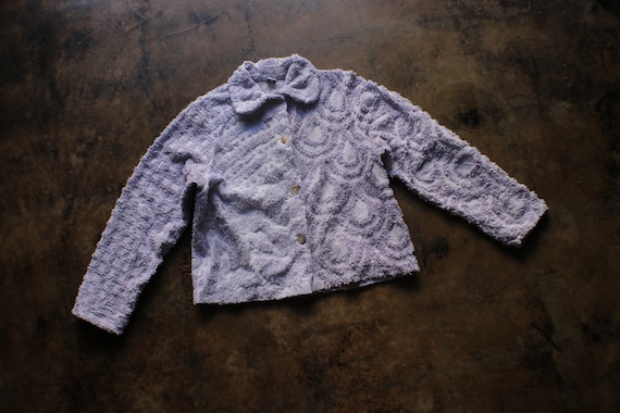 Chenille Jacket / Lavender Cotton Vintage Chenille