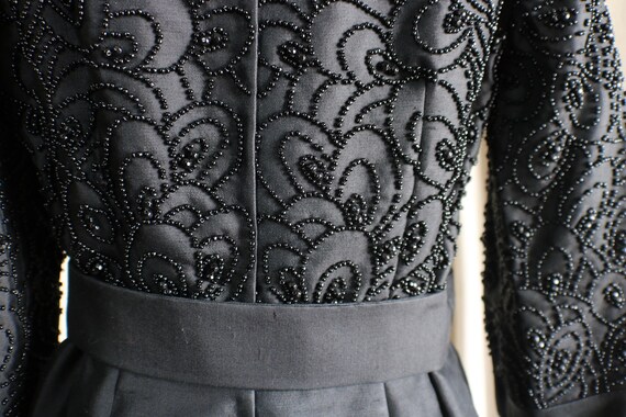 Vintage Black Silk Dress , Beaded Evening Dress ,… - image 10