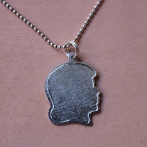 Silhouette Necklace / Sterling Child&#39;s Face Charm / Vintage Silver Marni Pendant / layering Necklace