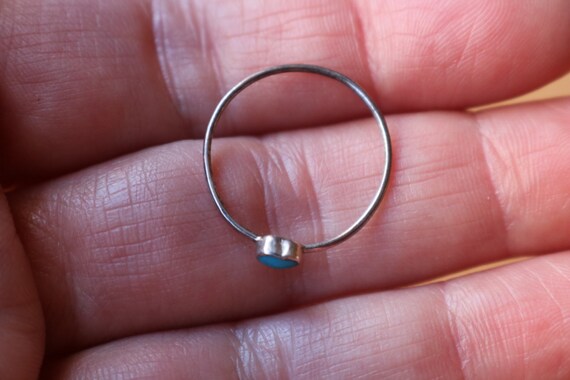 Vintage Heart Ring / Silver and Blue Ring Size 7 … - image 3