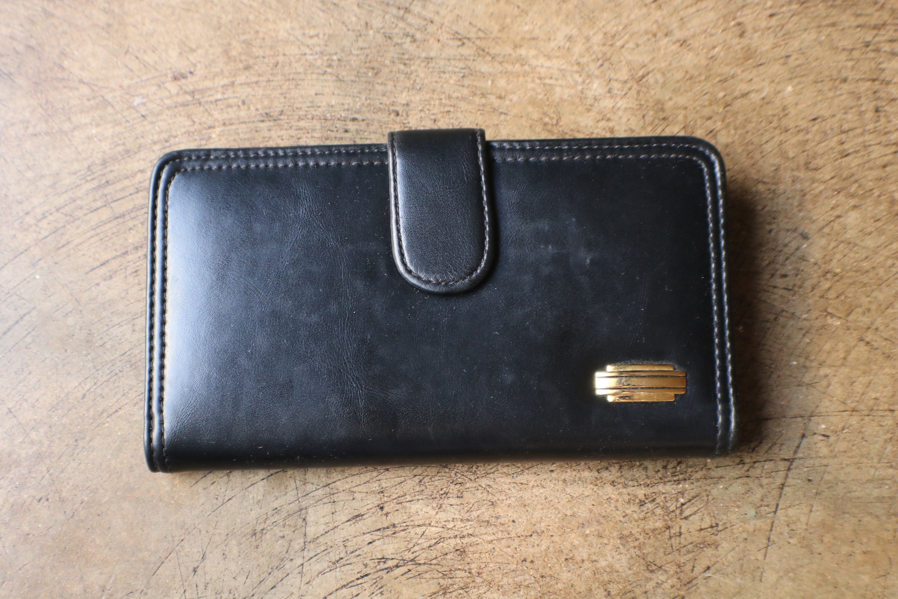 Porte-monnaie - portefeuille noir simili-cuir avec fermeture éclair