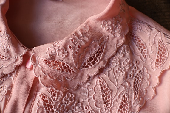 Vintage Pink Blouse / Embroidered Lace Long Sleev… - image 3