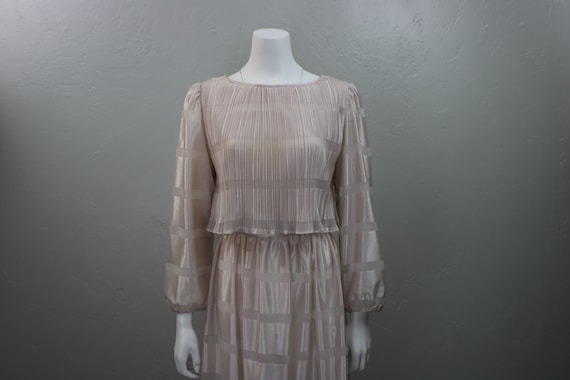 Puff Sleeve Dress / Micro Pleat Vintage Dress Dres