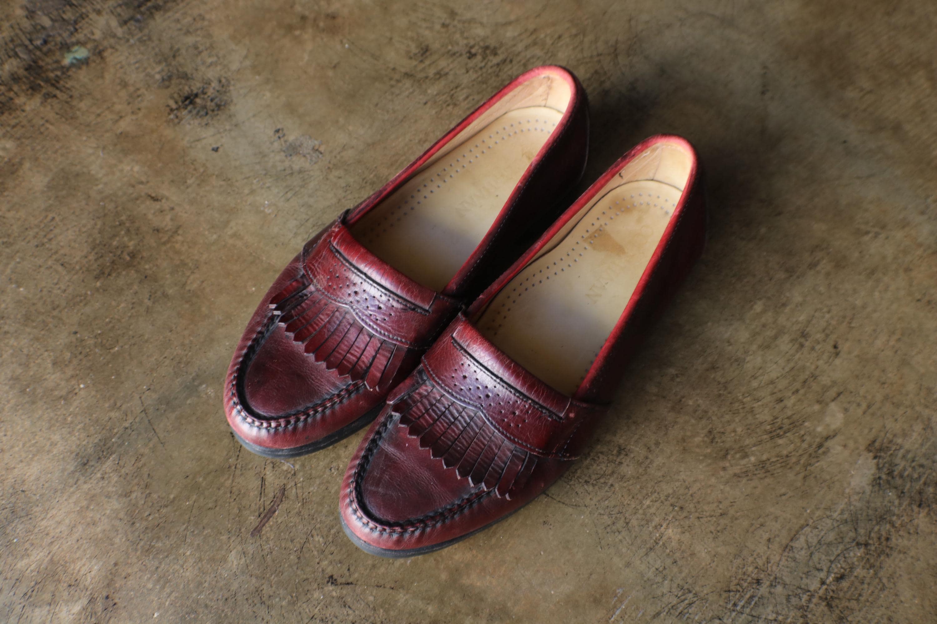 Cole Haan Red Leather Slip ons Loafers Vintage inspired size 9M EUC Cole Haan Loafer - Etsy main image 2