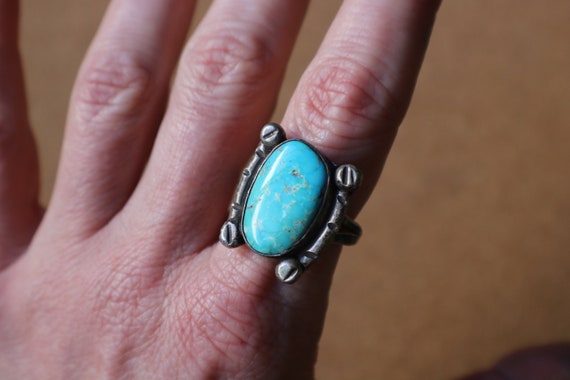 Turquoise RING / Navajo Style Ring / Early Southw… - image 7