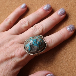 Turquoise Nugget RING / Southwestern Jewelry / Oversize Sterling Silver and Turquoise Ring / Size 10
