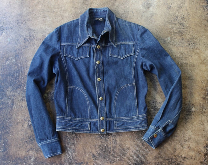 1970's Dark DENIM Jacket / Designer Vintage Jean Jacket / - Etsy