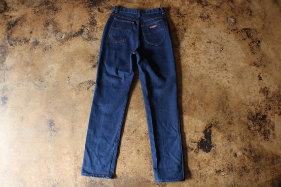 Vintage 70's High Waist Jeans , Dark Wash Wrangle… - image 5