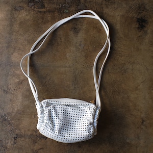 Vintage White Purse / Vintage Leather Bag / Mesh Crossbody Handbag