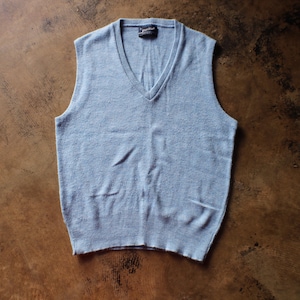 Vintage Blue Sweater Vest / 70&#39;s V-Neck Knit  / Men&#39;s Small / Women&#39;s Medium