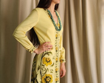 1970's Alfred Shaheen Two Piece Matching Set , Vintage Women's Pants and Long Jacket , Medium