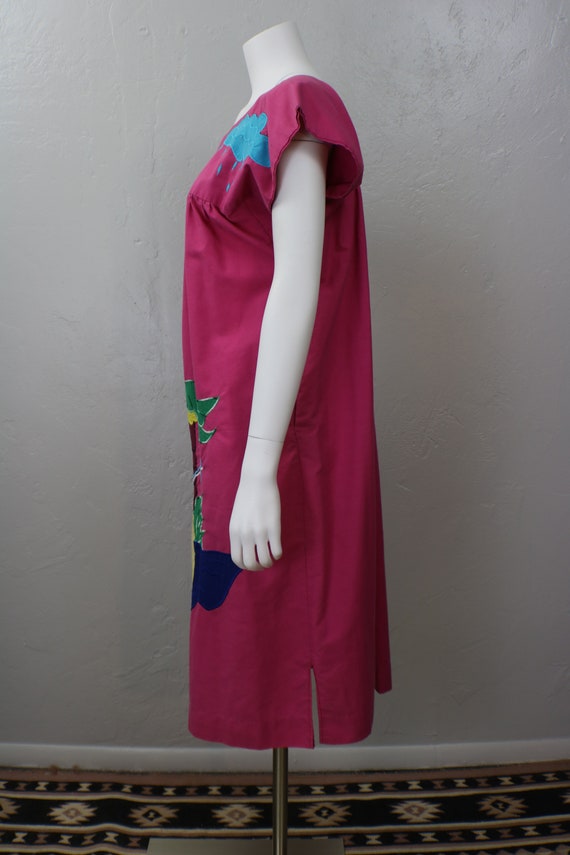 Embroidered Resort Dress / Vintage Fuchsia Tropic… - image 7