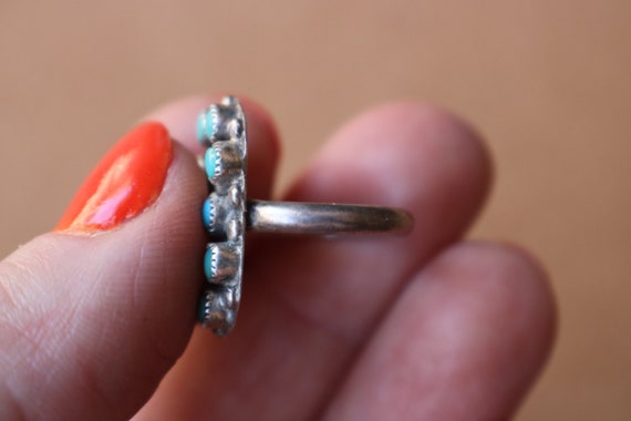 Turquoise Cluster RING / Vintage Sterling Silver … - image 3