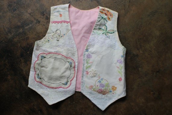 Antique Patchwork Vest , Vintage Women's Embroider