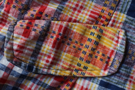 70's Plaid Jacket / Vintage Colorful Short Sleeve… - image 3