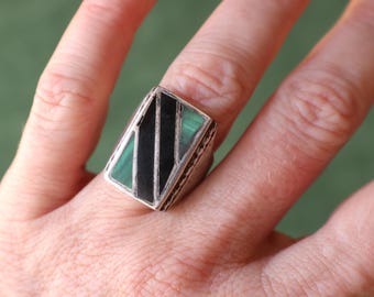 Southwest Signet RING ,  Sterling Men's Style Jewelry , Vintage Size 6 1/2 Ring